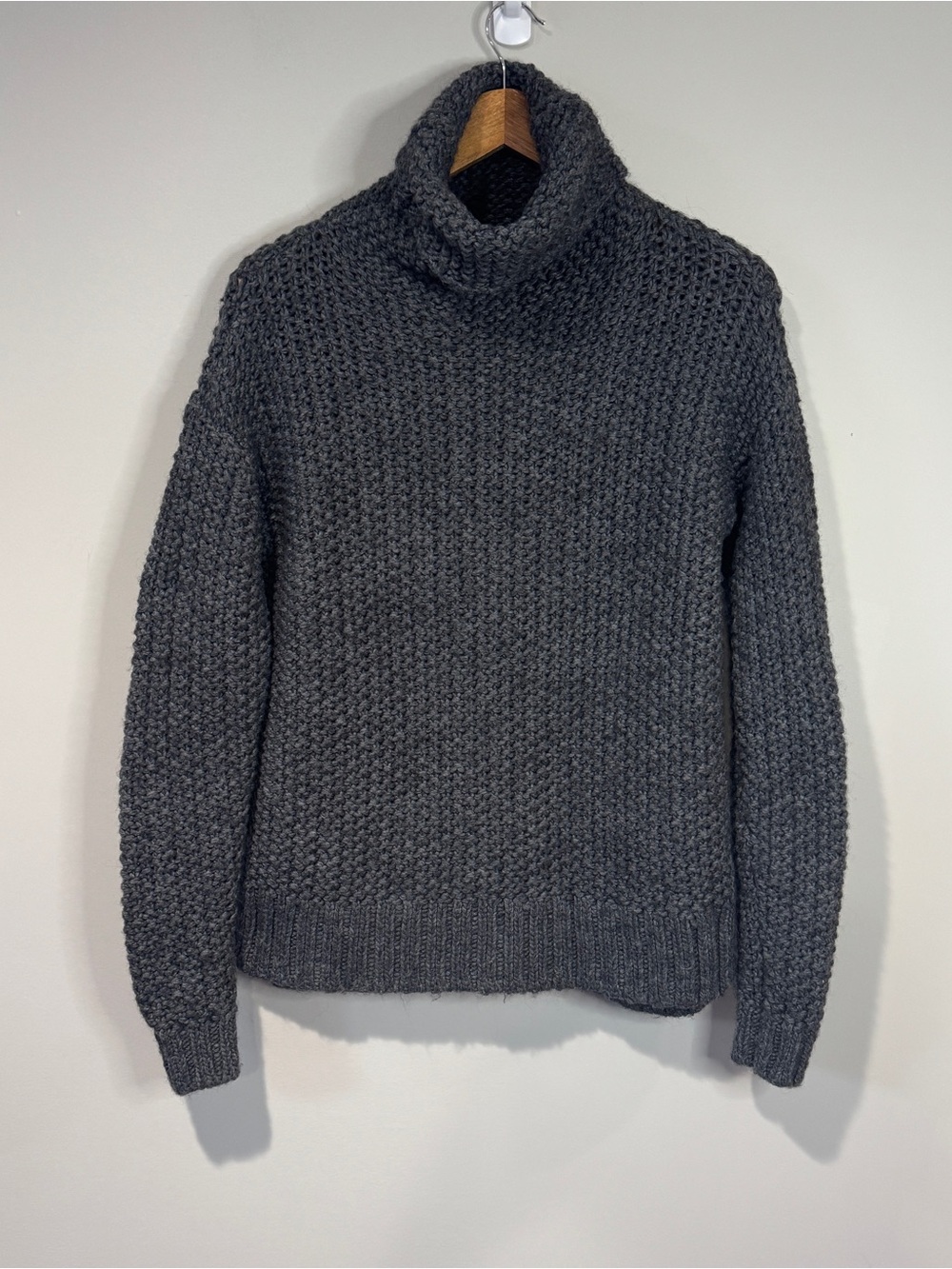 Abercrombie & Fitch Women's Chunky Grey Turtleneck Sweater Wool Alpaca Blend S